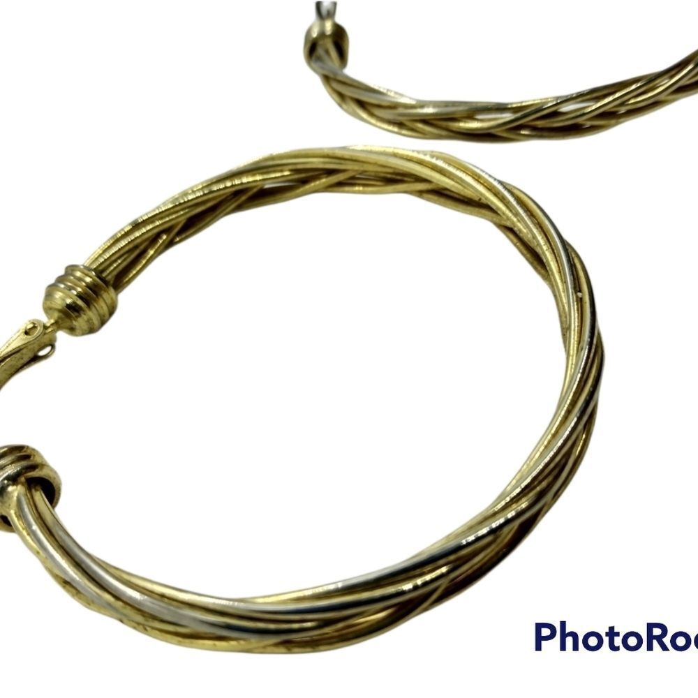 Braided gold wire vintage‎ earrings hoop styled